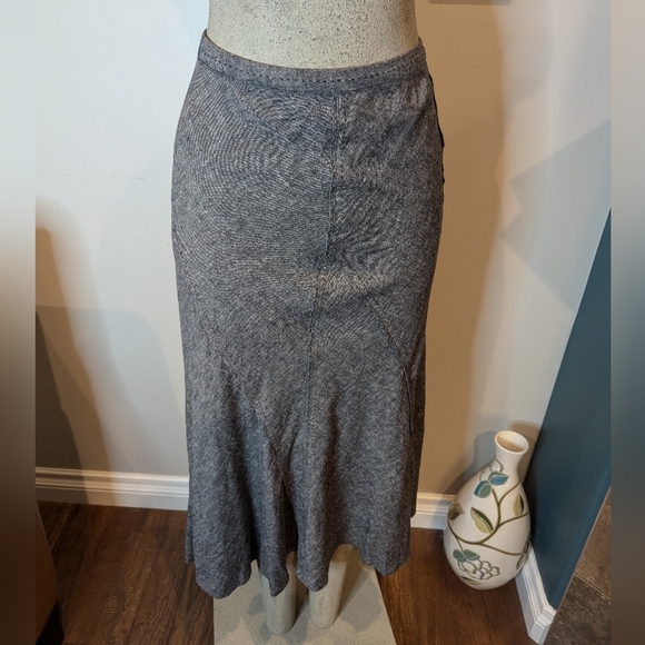 Vintage Dalia 90s Linen Rayon Maxi mermaid hem Skirt Charcoal Size 14 - Picture 8 of 15